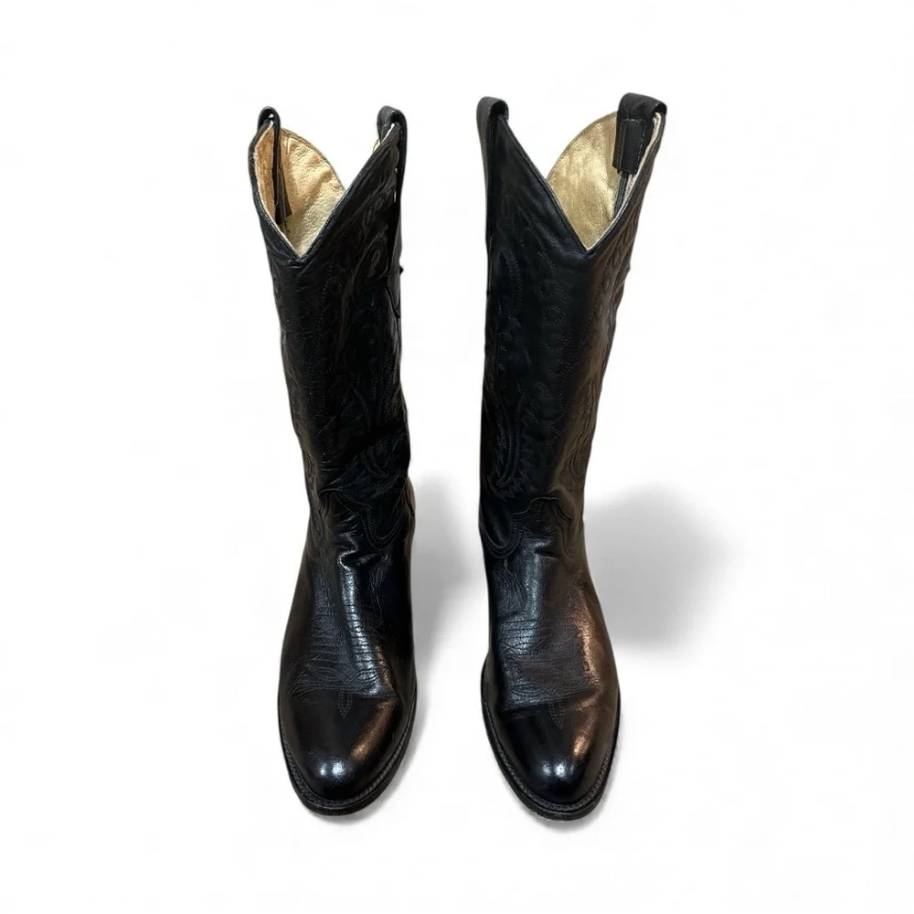 EUC - Justin Black Leather Cowboy Boots - Size 10